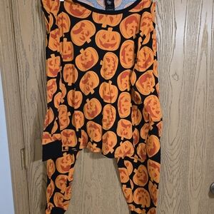 Orange Pumpkin Print Women's Pajama Set